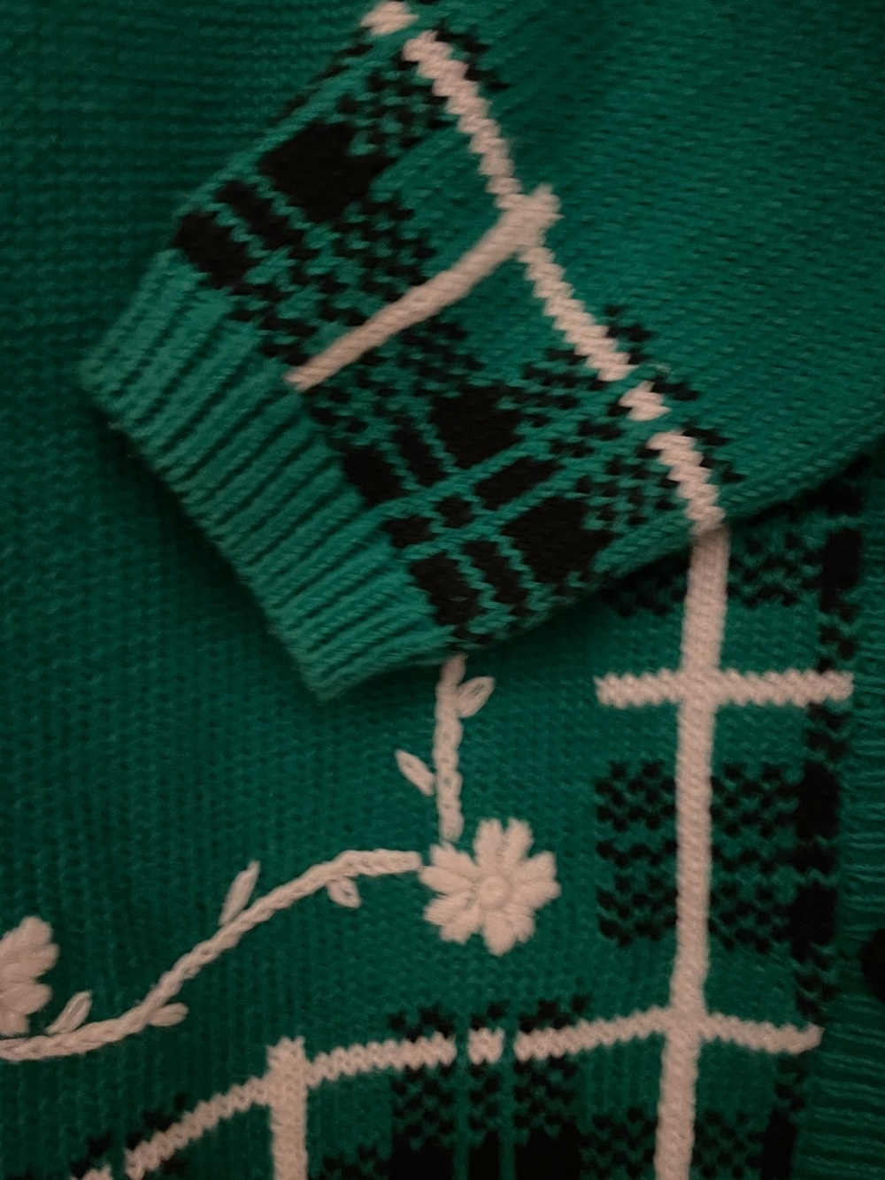Vintage Pendleton Classic Green Plaid Floral Embroidered Cardigan Sweater S - Picture 3 of 7